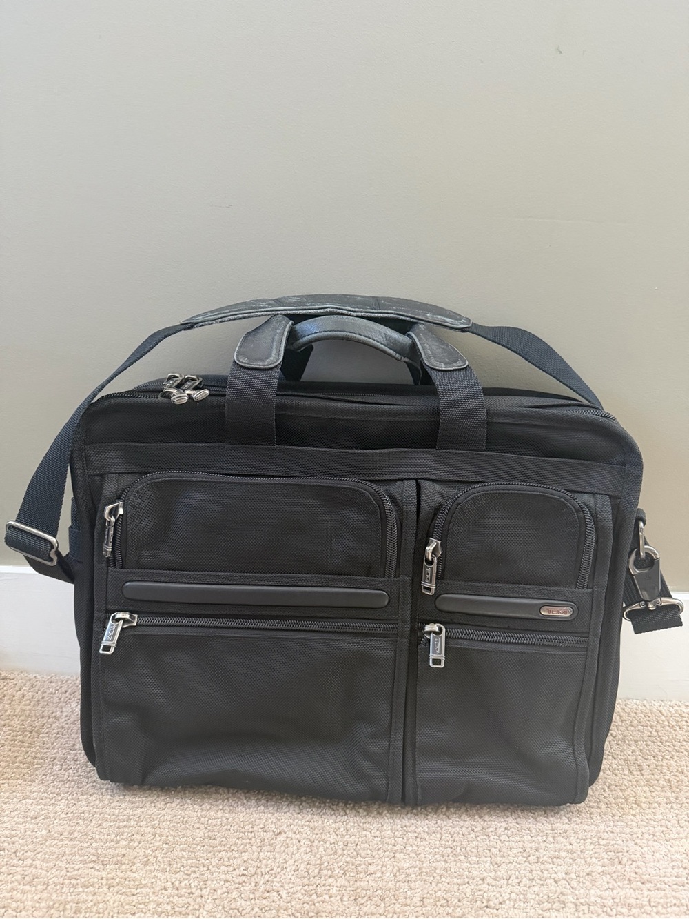 TUMI 26160D4 Black Ballistic Nylon Expandable Laptop Briefcase Business Bag